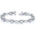 Bracelets en argent 925 en forme de coeur à la vente chaude avec zircon cubique